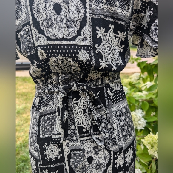 Vintage 90s Smart Set Patchwork Whimsigoth Button-Up Dress Size Small - Picture 6 of 10